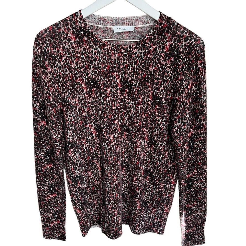 Equipment Sweater Womens Large Animal Print Pullover Lightweight Cotton Blend